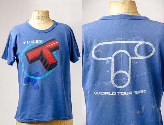 1981 Tubes World Tour Front and Back Tour T Shirt by Roslyn Trading